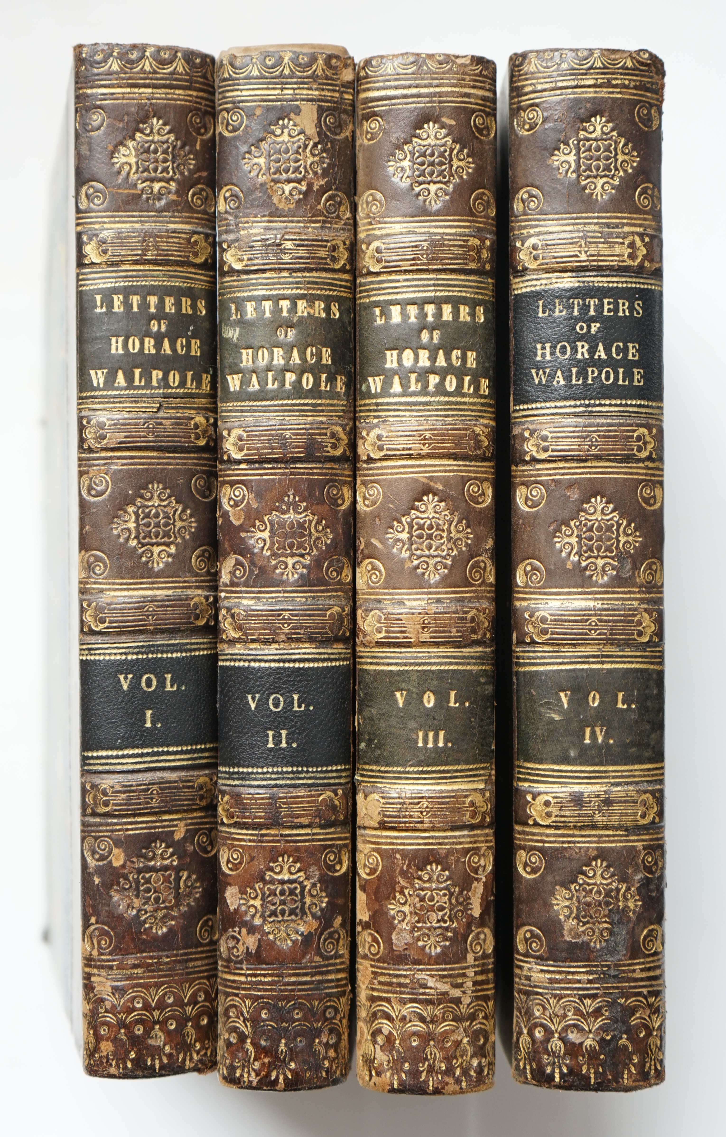 Walpole, Horace - Letters of Horace Walpole, Earl of Orford to Horace Mann, 4 vols, 8vo, half calf, Richard Bentley, London, 1843-44